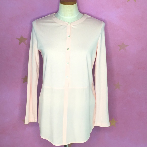 J. Jill Pink Button Tab Sleeve Round Neck Tunic XS - Picture 2 of 9